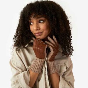 NEW FRYE Leather Patch Knit Gloves S/M